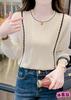 Suéter fino de malha feminino outono 2024 novo exclusivo lindo camisa pequena chique base camisa manga comprida top feminino