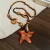 Collar Colgante de Cuentas de Madera Estilo Étnico Retro, Elegante de Moda, Cadena Clavicular de Nicho, Versátil con Estilo, Joyería de Alta Gama para Mujeres