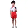 Disfraz Infantil Estudiantes de Primaria Coro Vestido Recitación de Poesía Tirantes Rojos para Hombre y Mujer Disfraz para Actuación de Jardín de Infancia