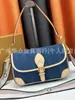 Bolsa de Compras Grande Versão Alta Série Jeans Clássica Flor Antiga para o Dia a Dia Mão Transversal Ombro