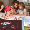Suministro Transfronterizo de Casas para Pájaros de Madera, Casas Pequeñas de Madera Maciza, Jaulas para Pájaros Infantiles, Casas para Pájaros Hechas a Mano con Graffiti para Pintar Tú Mismo, Pinceles y Pinturas Gratis