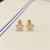 Huevo Escalfado con Forma de Flor Tornillo de Flor Simple Clavo de Hueso de Oreja Acero de Titanio Joyería que No se Desvanece Pendientes de Moda Nuevos Clavo de Hueso de Oreja