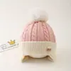 Gorro para Bebé Estilo Coreano Versátil con Pompón Protección para Orejas para Otoño e Invierno, Gorro Cálido de Punto para Niños y Niñas, Engrosado y Súper Lindo para Bebés