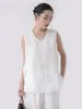 Chal de lino puro de verano hecho a medida para mujer, camiseta sin mangas de color liso, estilo Old Money, top casual de tirantes con cuello en V