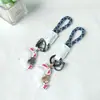 Hazte Rico en la Cuerda Trenzada de Cuero para Caballo Llavero de Coche Pareja Cuero Dibujo Animado Caballo Colgante Exquisito Colgante de Bolso Regalo