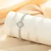Pulseira Colar Trevo de Quatro Folhas Cravejado com Zircônia Cúbica Full Diamond Ajustável para Mulheres Design de Nicho Versátil Joias Fábrica Atacado