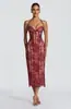 Elegante y Refinado Vestido de Color Sólido con Escote Halter de Encaje Transparente, Cintura Ceñida, Corte Ajustado, Longitud Media, Vestido de Alta Gama para Banquetes de la Alta Sociedad