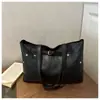 2026 Bolso de Mano de Mezclilla Sintética con Puntadas de Contraste para Mujer Hebilla de Cuero Correa Ancha para el Hombro Gran Capacidad Maletín para el Trabajo Estudiante Clase Simple