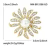 Broche de Flor de Sol con Pedrería y Perlas de Moda Coreana Transfronteriza Joyería Pin de Corsage Simple de Gama Alta para Ropa de Mujer