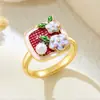 Anillo de flor de cobre con incrustaciones de circón estilo coreano de tres secciones Meizu para mujer, anillo dulce y fresco con flor de goteo de aceite para el dedo índice, accesorio de moda