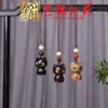 Pingente de Corrente de Celular Gato de Ébano Preto Elegante, Acessório de Pérola Lótus Branco Yiming Xianyuan, Pingente de Corrente para Bolsa, Enfeite Pendurado para Carro Gato