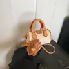 Nova Bolsa Mini Almofada Lichia Estilo Coreano para Meninas Bolsa Cilindro Colorida Contrastante Fashionável Estilo Ocidental Bolsa de Ombro Transversal Pai-Filho