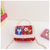 Nueva Bolsa Infantil de Moda Puntada Labubu Personaje de Dibujos Animados Bolso de Hombro Bolso de Perlas Bolso Cruzado de Encaje