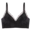 Oferta Especial Lencería para Mujer de Terciopelo Ultra-Delgada Estilo Francés con Copas Triangulares Encaje Puro Deseo Sexy Push-Up Inalámbrico Sujetador de Moda