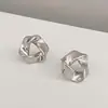 Brincos de Prata 925 com Pino Design Feito à Mão Triângulo Torcido Vazado Joia Estilo Japonês e Coreano Simples Transfronteiriça Novos Brincos