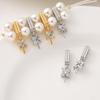Oro de 18K micro incrustado de circonita doble fila colgante de perlas hebilla hecho a mano diy collar cuentas cuentas medio agujero hebilla de conexión de platino