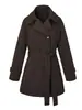 Trench Coat Feminino com Capuz, Comprimento Médio, Ajuste na Cintura, Cinto para Amarrar, Que Valoriza a Silhueta, Casaco Estiloso para Mulheres Baixas