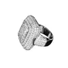 Anel Quadrado de Zircônia Cúbica Brilhante de Luxo Leve Estilo Coreano Versátil Completo com Microcravação de Diamantes