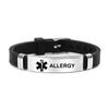 Pulsera de Silicona Personalizada Acero Inoxidable Estrella de la Vida Logotipo Médico Pulsera de Silicona para Diabéticos Se Puede Grabar