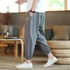 Pantalones casuales de primavera y verano para hombre, de algodón y lino, holgados, de talla grande, hasta los tobillos, resistentes al lino, estilo chino, bombachos de rábano.