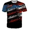 Camiseta de manga curta estampada digitalmente em 3D, popular no exterior, para o verão, solta, com efeito estereoscópico 3D para olho nu, sucesso europeu e americano