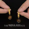 Pendientes Vintage Estilo Francés Retro Mediados de Siglo Piedra Ojo de Tigre Geométricos Redondos Lujo Ligero Minimalistas Pendientes Estilo Commuter