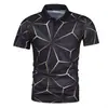 Nova Moda Casual Masculina de Verão Camisa Polo com Estampa 3D Gola Casual Manga Curta