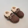 Zapatos de Algodón Cálido de Felpa para Niñas 2026 Nuevo Estilo Otoño/Invierno Estilo Británico Retro Infantil Zapatos Birkenstock Zapatos Peludos para Niños Pequeños