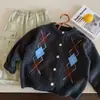 Suéter Bangcheng para Niños 2026 Otoño Nueva Llegada Cardigan de Punto Argyle Retro para Niños Ropa de Primavera y Otoño para Bebés Dropshipping