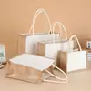 Bolsa de Lona de Lino Simple y Fresca Bolsa de Regalo Bolsa Corporativa con Logo Personalizado En Stock Bolsa de Yute Bolsa de Lona Patchwork