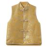Estilo Nacional Novo Estilo Chinês Seda de Amora Fivela Retrô Gola Alta Bordado Pesado Dourado Versátil Colete Solto para Mulheres N1007