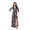 Falda de Mujer 2024 Primavera/Verano Nuevo Solapa Flor de Lirio Envolvente Pecho Tejido Elástico Ajustado Vestido con Cinturón