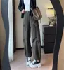 Informales y elegantes, hacen que las piernas parezcan más largas, bolsillo de parche, cargo, casual, tobillo elástico, adelgazante, pierna ancha, pierna recta, pantalones para mujer, otoño H092210