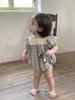 Ropa para Niños Jenny Ropa de Verano para Bebé Ropa para Trepar Estilo Coreano Estilo Bohemio Manga Corta Cuello de Encaje Wrap Cierre de Broche Ropa para Bebés Niñas