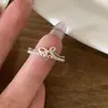 Anel de Prata de Lei S925 com Laço de Renda Fresca para Mulheres, Design Aberto Ajustável, Nicho de Luxo de Alta Qualidade Novo