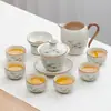 Lujo Ligero de Gama Alta Horno Ru Juego de Té Kung Fu para el Hogar Cerámica China Tetera Taza de Té Bandeja de Té Pequeña Juego de Regalo
