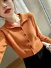Cárdigan de Punto con Solapa Ropa Exterior para Mujer 2026 Otoño Nuevo Estilo Manga Larga Holgado Versátil Tejido Suéter Top Elegante