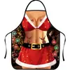 Tecido Decorativo de Natal Cor Impressa Avental Decorativo de Gola Alta Avental com Cadarço Avental Impermeável e à Prova de Óleo Atacado Transfronteiriço
