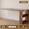 Escritorio Doble de Madera Maciza Mesa de Estudio para Adultos en Casa Mesa Larga para Dormitorio Armario de Almacenamiento Mesa de Ordenador Retráctil Integrada