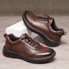 Otoño 2026 Zapatos de Trabajo de Cuero Vacuno para Hombres Mayores Transpirables Antideslizantes Resistentes al Desgaste Zapatos Casuales Suela Gruesa para Aumentar la Altura
