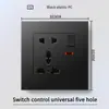 Hong Kong y Macao Enchufe USB Británico 13A con Enchufe de Carga Rápida Tipo-C Interruptor de Luz Estándar Británico Panel de Plástico Negro