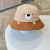 Gorro de bebé primavera y otoño pana sombrero de sol invierno niños rana de dibujos animados sombrero de cubo cálido sombrero de pescador para niños