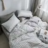 Juego de ropa de cama de verano de cuatro piezas, funda de edredón se vende por separado, sábana individual para cama de dormitorio de estudiante, juego de tres piezas de algodón lavado para una persona