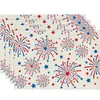 Manteles Individuales de Lino Estampados del Día de la Independencia Americana Transfronterizos para Reuniones Familiares, Celebraciones Festivas, Manteles para Vajilla Resistentes al Calor y a las Manchas, Conmemorativos