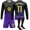 2627 Camiseta de fútbol de manga larga de visitante del nuevo Barcelona de Rodri, negra y morada, número 10, Yamal, Messi