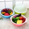 Cesta de Almacenamiento de Cocina de Doble Capa Cesta de Almacenamiento de Verduras y Frutas Redonda Grande Cesta Escurridora Cesta para Lavar Arroz y Verduras