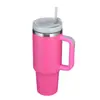 Taza térmica transfronteriza de 40 oz con asa, portavasos para coche, gran capacidad, taza de hielo de color sólido, deportes al aire libre al por mayor con pajita