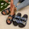 2026 Verão Novo Comércio Exterior Tamanho Plus Feminino Casual Confortável Europeu Americano Dupla Face Jeans Slip-On Sandálias Todas