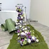 Arreglo de Piso para Boda Púrpura Romántico Banquete de Compromiso Diseño Salón de Bodas Escenario Guía de Camino Flor Decoración de Boda Arte Floral Artificial