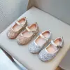 Sapatos de Princesa para Meninas 2026 Nova Coleção Primavera/Outono Sapatos de Performance Infantil Sapatos com Lantejoulas e Cristais Mocassins Baixos para Meninas